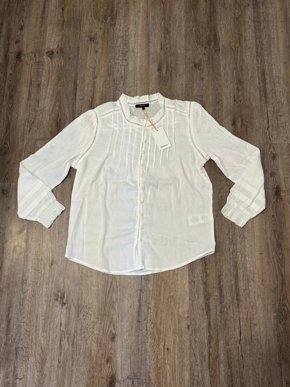 Quince Women’s Organic Textured Cotton Peasant Blouse Size Large